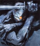  chokuto cyborg gray_fox male mask metal_gear_solid ninja official_art solo sword traditional_media weapon 