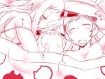  3girls airfield_hime arm_up blanket breasts cleavage closed_eyes comic commentary_request drooling horn horns kantai_collection large_breasts long_hair lying multiple_girls northern_ocean_hime on_back on_side open_mouth pillow sako_(bosscoffee) seaport_hime shinkaisei-kan sidelocks sleeping spaghetti_strap translation_request under_covers 