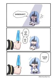 1boy 1girl alsace_(azur_lane) azur_lane commander_(azur_lane) long_hair marin_liekuriva popsicle visor