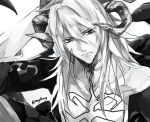 1boy dark_skin fate/apocrypha fate/grand_order fate_(series) long_hair looking_at_viewer male_focus monochrome saber_of_black solo 