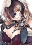  1girl armor breasts chains cleavage elbow_gloves fate/grand_order fate_(series) fur_trim gloves headpiece jeanne_alter large_breasts looking_at_viewer marushin_(denwa0214) naughty_face ruler_(fate/apocrypha) solo yellow_eyes 