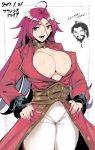  1boy 1girl 2017 breasts cleavage dated edward_teach_(fate/grand_order) fate/extra fate/grand_order fate_(series) hands_on_hips huge_breasts kamaboko_(ossann0125) long_hair pink_hair rider_(fate/extra) scarf thighs 
