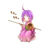  1girl chamaji eating highres japanese_clothes kimono obi pink_kimono purple_hair sash solo sukuna_shinmyoumaru touhou translated 