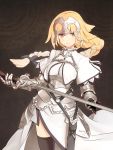  blonde_hair blush circlet fate/grand_order jeanne_de_arc long_hair warrior yellow_eyes 