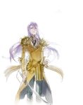  1boy armor blue_eyes hachisuka_kotetsu katana long_hair male_focus molly parted_lips purple_hair sword touken_ranbu weapon 