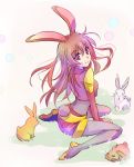  1girl animal_ears brown_eyes brown_hair bunny_girl bunny_tail commentary iesupa rabbit rabbit_ears rwby shorts tail thigh-highs velvet_scarlatina 