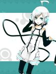  1boy bare_shoulders black_legwear detached_sleeves dress headphones looking_at_viewer open_mouth short_hair solo tagme utatane_piko vocaloid white_hair wire 