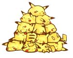  no_humans pikachu pokemon pokemon_(creature) sleeping too_many too_many_pikachu 