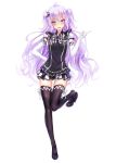  1girl dk.senie elbow_gloves full_body gloves highres long_hair looking_at_viewer purple_hair simple_background solo standing thigh-highs violet_eyes 