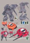  absurdres advance_of_zeta advance_of_zeta_re-boot asshimar brown_background character_sheet gun gundam highres kehaar_ii kenki_fujioka mecha no_humans weapon zaku_iii zaku_iii_recon zeon 