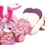  1girl :/ animal_hood ass breast_press breasts bunny_hood butt_crack carro_(watarui) cleavage closed_mouth dimples_of_venus hair_between_eyes hood hoodie large_breasts long_sleeves looking_at_viewer original red_eyes short_shorts shorts solo top-down_bottom-up violet_eyes watarui 