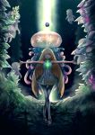  1girl anonamos blonde_hair evil_smile green_eyes long_hair looking_at_viewer lusamine_(pokemon) nihilego open_mouth outstretched_arms poke_ball pokemon pokemon_(game) pokemon_sm smile spoilers tentacle ultra_beast very_long_hair 