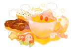  :o ^_^ blush_stickers candy closed_eyes clouds cookie cream cup cupcake doughnut food kirby kirby_(series) no_humans pechika sleeping sprinkles star sugar_cube twitter_username waddle_dee |_| 