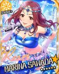  bikini blush brown_eyes brown_hair character_name idolmaster idolmaster_cinderella_girls long_hair microphone sawada_marina singing stars winter 