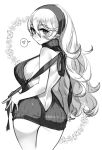  1girl ass backless_outfit breasts butt_crack curvy dress erect_nipples female_my_unit_(fire_emblem_if) fire_emblem fire_emblem_if from_behind greyscale hairband halterneck heart large_breasts looking_at_viewer monochrome my_unit_(fire_emblem_if) naked_sweater negiwo open-back_dress pointy_ears ribbed_sweater ribbon sideboob simple_background smile spoken_heart sweater sweater_dress thighs turtleneck turtleneck_sweater twitter_username virgin_killer_sweater white_background 