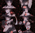  black_hair braid chains dark_persona dixie_cup_hat earrings evil_grin evil_smile fullmetal_alchemist gakuran giorno_giovanna glowing grin groin halter_top halterneck hat higashikata_jousuke higashikata_jousuke_(jojolion) jewelry johnny_joestar jojo_no_kimyou_na_bouken jojo_pose jojolion jonathan_joestar joseph_joestar_(young) kuujou_jolyne kuujou_joutarou military_hat ouroboros pompadour pose red_eyes scar school_uniform senzzang single_braid smile steel_ball_run stud_earrings tank_top tongue tongue_out torn_clothes 