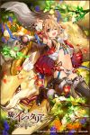  1girl age_of_ishtaria animal animal_ears blonde_hair fang gloves highres mizushirazu navel official_art open_mouth original paw_gloves paws red_eyes short_hair_with_long_locks solo thigh-highs 