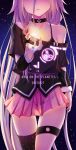  1girl 2017 black_bra black_legwear bra character_name choker collarbone copyright_name cube dated dying0414 hand_up head_out_of_frame highres holding ia_(vocaloid) jewelry long_hair night night_sky off_shoulder parted_lips pink_skirt pleated_skirt ring single_thighhigh skirt sky solo star_(sky) starry_sky thigh-highs thigh_strap thighs underwear very_long_hair vocaloid 
