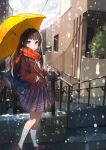  1girl highres long_hair looking_at_viewer mika_pika_zo original snowing solo umbrella 