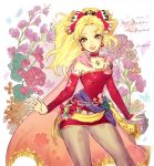  1girl blonde_hair cape character_name dated final_fantasy final_fantasy_vi flower green_eyes happy_birthday hashira_w pantyhose ponytail signature solo tina_branford 