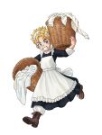  1boy alternate_costume apron basket blonde_hair blue_eyes enmaided hirose_kouichi jojo_no_kimyou_na_bouken laundry maid maid_headdress male_focus nut_(sjtsla) solo 