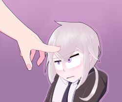  blush brown_jacket girls&amp;#039;_frontline girls_frontline m200_(girls&amp;#039;_frontline) m200_(girls_frontline) silver_hair skirt violet_eyes white_shirt 