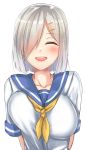  1girl blush bouncing_breasts breasts commentary commentary_request hamakaze_(kantai_collection) kantai_collection large_breasts open_mouth smile solo unaligned_breasts untsue 