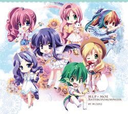  1boy 2000s_(style) 6+girls angel_bunny apple applejack aqua_eyes blonde_hair blue_eyes chibi chibi_only commentary cowboy_hat dragon_boy dragon_tail english_commentary feathered_wings flower fluttershy food fruit green_eyes green_hair hat long_hair low-tied_long_hair mane_six_(my_little_pony) multicolored_hair multiple_girls my_little_pony my_little_pony:_friendship_is_magic personification pink_hair pinkie_pie ponytail purple_hair rabbit rainbow_dash rainbow_hair rarity_(my_little_pony) red_eyes sakurano_ru short_hair spike_(my_little_pony) tail tongue tongue_out twilight_sparkle unicorn_horn wings 