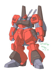  2016 aeug cable clenched_hands colored_lineart dated double_beam_cannon energy_cannon english_text green_eyes gundam highres mecha mecha_focus mobile_suit no_humans one-eyed original redesign rick_dias robot science_fiction signature sketch white_background z006 zeta_gundam zeta_gundam_define 