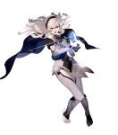  1girl armor barefoot cape female_my_unit_(fire_emblem_if) fire_emblem fire_emblem_heroes fire_emblem_if full_body hair_ornament hairband highres long_hair my_unit_(fire_emblem_if) official_art pointy_ears red_eyes solo transparent_background white_hair 