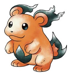  arms_at_sides black_tail full_body happy light_smile looking_ahead no_humans official_style orange_fur orange_tail pokemon_focus pokemon_gsc_(prototype) raciebeep short_tail simple_background solo standing sugimori_ken_(style) tachi-e tail transparent_background watercolor_effect 