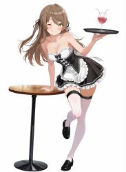 1girl girls_frontline long_hair ump40_(girls_frontline) waitress wink