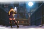  1girl absurdres blonde_hair boots capcom fur_trim gloves hat highres ice kolin moon night night_sky official_art sky snow solo street_fighter street_fighter_v thigh-highs 