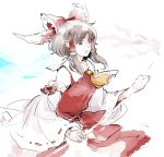  1girl asakura_noi ascot bare_shoulders bow breasts brown_hair cowboy_shot detached_sleeves hair_bow hair_tubes hakurei_reimu nontraditional_miko open_mouth short_hair sketch solo touhou violet_eyes white_background wide_sleeves 