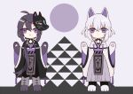  2boys :3 ahoge animal_ears black_hair fox_ears fox_mask honebami_toushirou kemonomimi_mode male_focus mask michelle_(ooo-anteat) multiple_boys namazuo_toushirou paws ponytail touken_ranbu violet_eyes white_hair wide_sleeves 