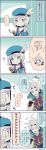  1boy 1girl ayuto beret blonde_hair blush blush_stickers cape closed_eyes commentary commentary_request djeeta_(granblue_fantasy) expressionless feathers granblue_fantasy hand_mirror hat heart highres mirror short_hair siete simple_background smile sparkle surprised translation_request yellow_eyes 