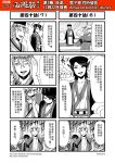  ! 1girl 4koma breasts chinese circlet cleavage comic facial_hair fine_art_parody genderswap genderswap_(ftm) glasses greyscale hat highres horns journey_to_the_west monochrome mustache open_clothes open_shirt otosama parody sha_wujing shirt spoken_exclamation_mark sun_wukong the_scream 