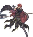  1boy armor armored_boots axe boots fire_emblem fire_emblem:_mystery_of_the_emblem fire_emblem_heroes full_body gloves highres long_hair male_focus misheil_(fire_emblem) official_art red_eyes redhead solo transparent_background weapon 