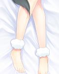  108_gou 1girl ankle_cuffs bare_legs barefoot bed_sheet brave_witches close-up feet knees_together_feet_apart lying nikka_edvardine_katajainen on_back out_of_frame solo sweat tail toes weasel_tail world_witches_series 