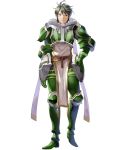  1boy armor armored_boots artist_request belt boots fire_emblem fire_emblem:_kakusei fire_emblem_heroes full_body gauntlets green_armor green_eyes green_hair hand_on_hip highres male_focus mayo_(becky2006) official_art pants pelvic_curtain shoulder_armor smile solo solt_(fire_emblem) standing transparent_background undershirt 
