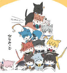  >_< akigumo_(kancolle) amatsukaze_(kancolle) angry animalization beret cat closed_eyes gloves hair_ribbon hairband hamakaze_(kancolle) hat hatsukaze_(kancolle) isokaze_(kancolle) itomugi-kun kagerou_(kancolle) kantai_collection kuroshio_(kancolle) maikaze_(kancolle) no_humans ribbon shiranui_(kancolle) sleeping smile tanikaze_(kancolle) tokitsukaze_(kancolle) translated urakaze_(kancolle) yukikaze_(kancolle) 