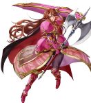  armor armored_boots boots brown_hair fire_emblem fire_emblem:_mystery_of_the_emblem fire_emblem:_shin_monshou_no_nazo fire_emblem_heroes full_body gloves highres long_hair mayo_(becky2006) official_art open_mouth red_eyes sheema shield solo teeth transparent_background very_long_hair 