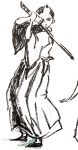  androgynous charcoal hair_bun highres holding holding_sword holding_weapon katana original robe samurai sketch sword uroko-shi weapon 