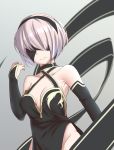  1girl absurdres alternate_costume blindfold chinese_clothes chinese_new_year hairband highres mole mole_under_mouth nier_(series) nier_automata nissanote smile white_hair yorha_no._2_type_b 