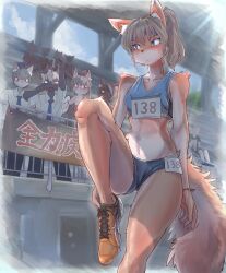  absurdres buruma furry furry_female furry_male highres leonardo_(user_crrj8878) original sports_bikini track_and_field 