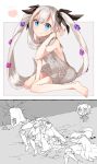 2boys 2koma 3girls :d aran_sweater arched_back backless_outfit bangs barefoot bent_over between_legs black_ribbon blue_eyes blush boots breasts cape charles_henri_sanson_(fate/grand_order) chibi closed_mouth comic commentary dress eyebrows_visible_through_hair fate/grand_order fate_(series) flower fujimaru_ritsuka_(female) greyscale hair_flower hair_ornament hair_ribbon halterneck hamanako_parpar hand_between_legs hand_up hat head_through_wall le_chevalier_d&#039;eon_(fate/grand_order) long_hair looking_at_viewer lying marie_antoinette_(fate/grand_order) medium_breasts monochrome multiple_boys multiple_girls naked_sweater no_bra on_side open-back_dress open_mouth purple_flower purple_rose ribbed_sweater ribbon riyo_(lyomsnpmp)_(style) rose side_ponytail silver_hair sitting smile so_moe_i&#039;m_gonna_die! solo_focus sweater sweater_dress turtleneck turtleneck_sweater twintails very_long_hair virgin_killer_sweater wariza witch_hat wolfgang_amadeus_mozart_(fate/grand_order)