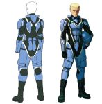  1boy blonde_hair concept_art darius darius_burst full_body helmet lowres male_focus multiple_views riga_pratica shimada_fumikane turnaround 