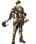  1boy abel_(fire_emblem) armor armored_boots boots fingerless_gloves fire_emblem fire_emblem:_mystery_of_the_emblem fire_emblem_heroes full_body gloves green_eyes green_hair highres male_focus official_art solo transparent_background 