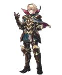  1boy armor armored_boots blonde_hair boots capelet fire_emblem fire_emblem_heroes fire_emblem_if full_body highres hino_shinnosuke leon_(fire_emblem_if) male_focus official_art red_eyes solo transparent_background 