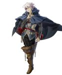  1boy arrow blue_eyes boots capelet dark_skin dark_skinned_male eyepatch fire_emblem fire_emblem_heroes fire_emblem_if full_body highres hood hoodie male_focus official_art quiver solo transparent_background white_hair yura_(ub4u) zero_(fire_emblem_if) 